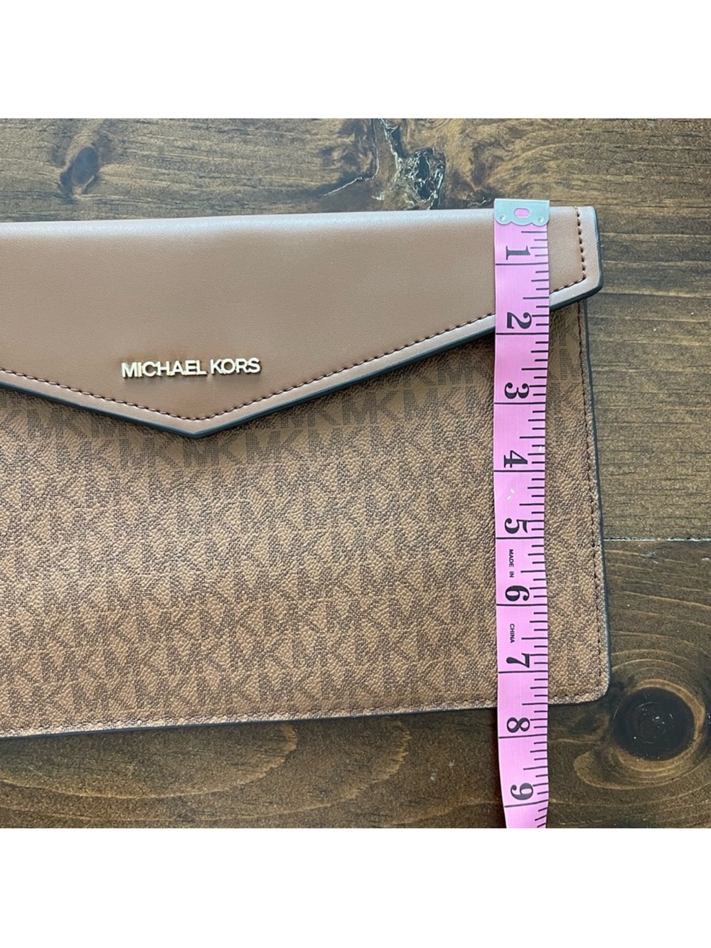 Michael Kors Brown Logo Wristlet Clutch - Picture 6 of 6